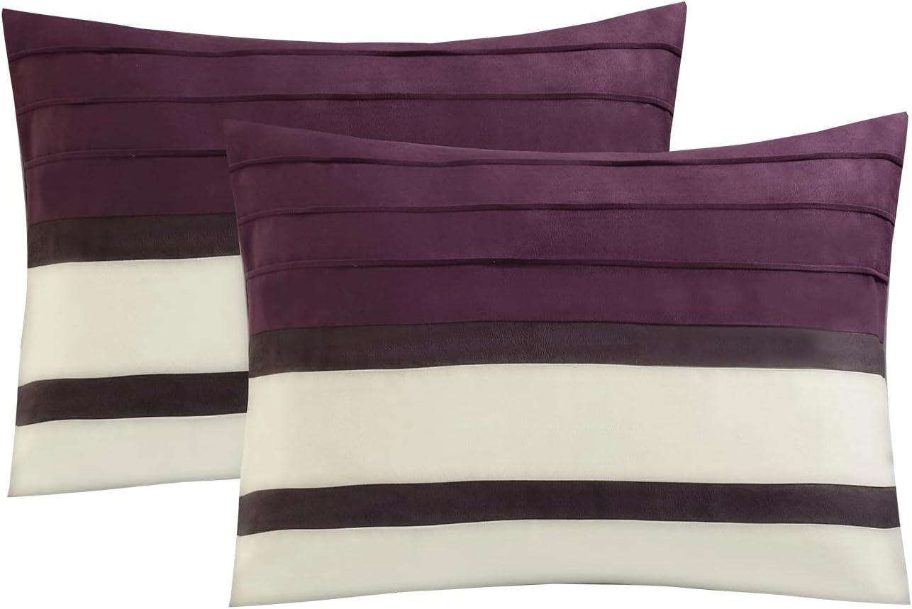 Elegant Comfort 12-Piece Bed-in-a-Bag, Cirena Microsuede Comforter Collection with 6-Piece Sheet Set, Smart Pockets and Decorative Pillows, All Season Bedding, 12PC Cirena, King, Purple