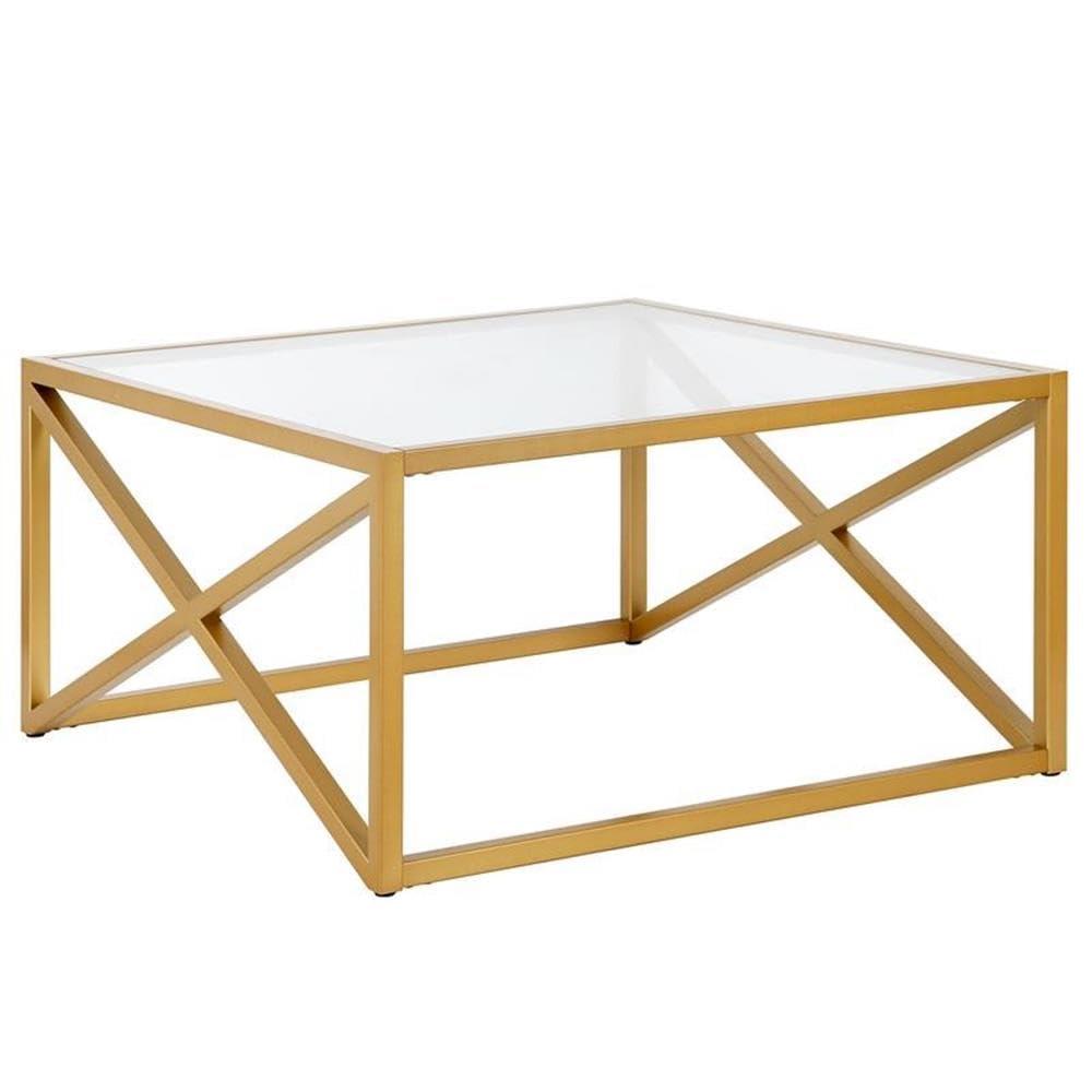 Evelyn&Zoe Calix 20" Wide Square Side Table, Brass