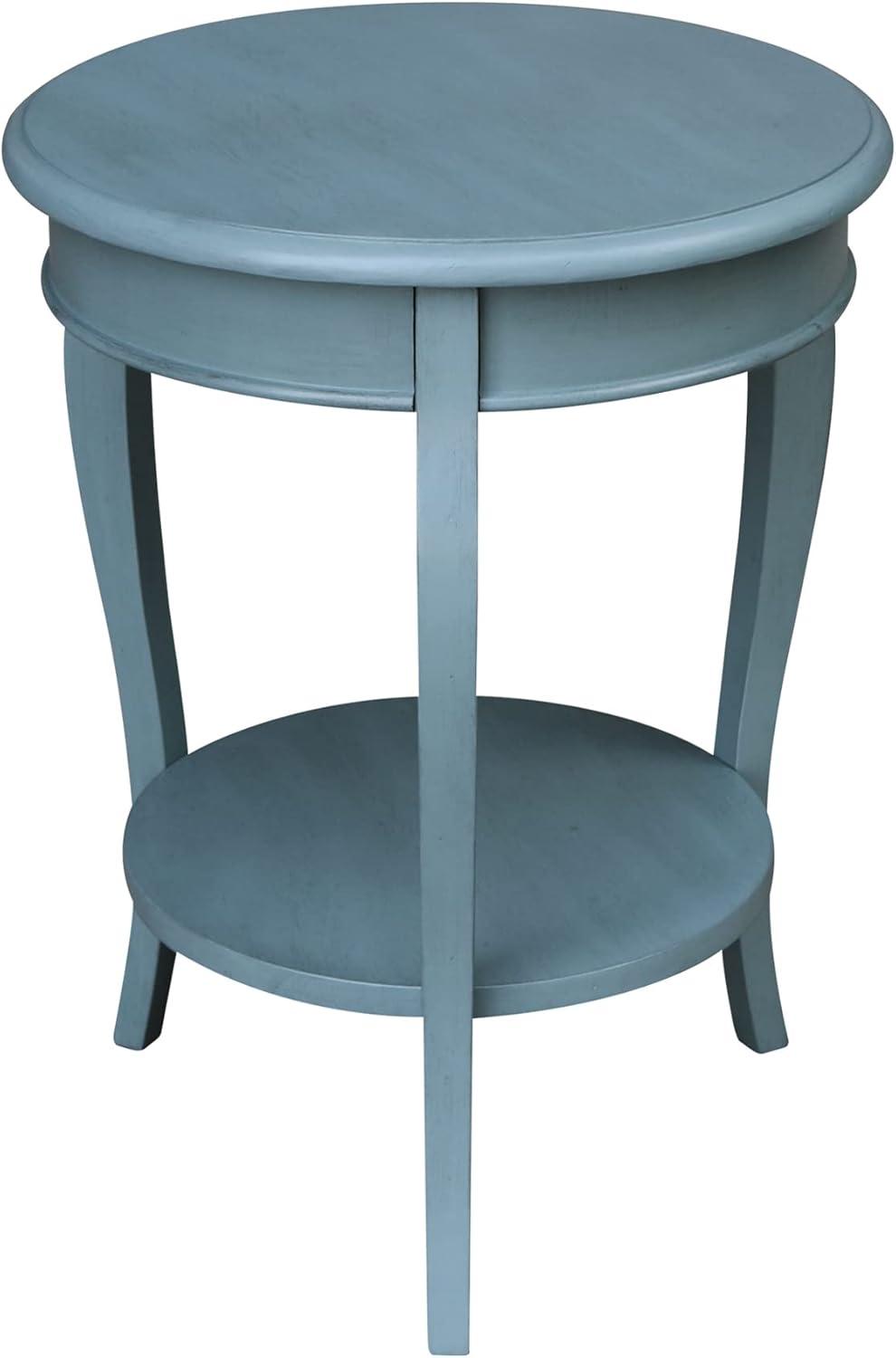 International Concepts Cambria Solid Wood Round End Table in Ocean Blue