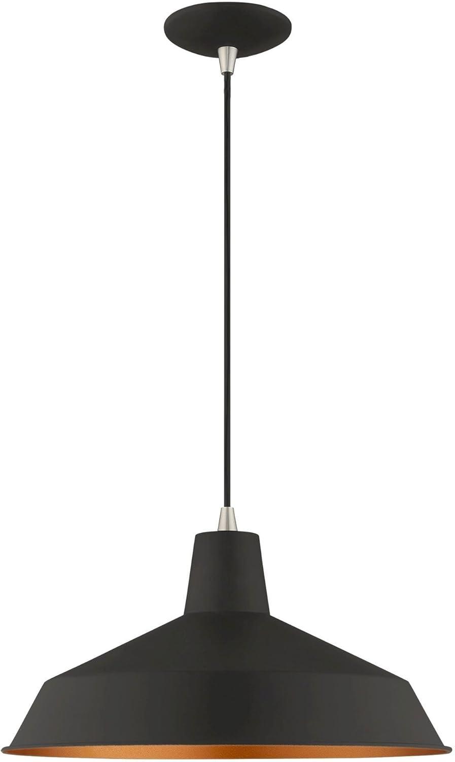 Livex Lighting Metal Shade 1 - Light Chandelier in  Black