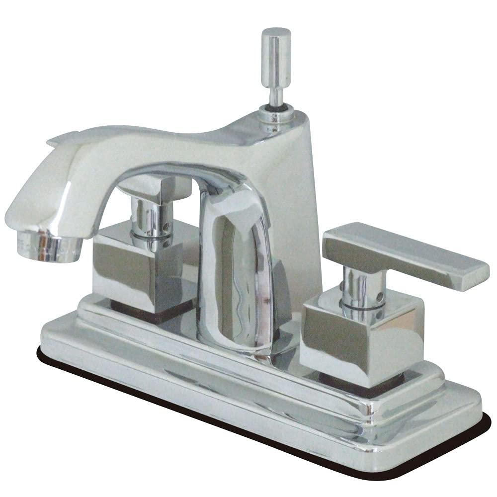 Kingston Brass Executive Two-Handle 3-Hole Deck Mount 4" Centerset Bathroom Faucet with Brass Pop-Up