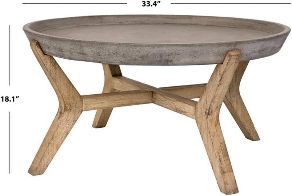 Safavieh Wynn 18.1" Round Wood/Concrete Indoor/Outdoor Coffee Table in Dark Gray