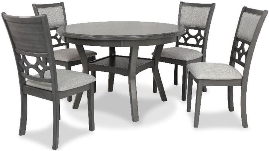 Gray Round Wood Dining Table Set with 4 Chairs