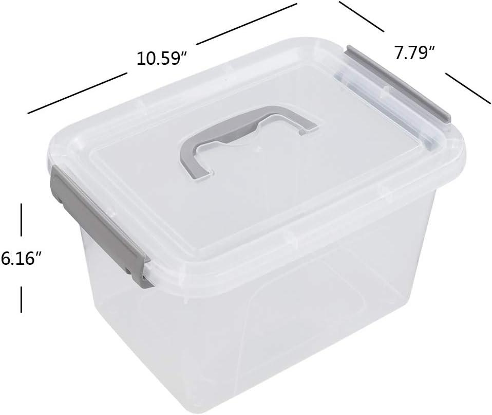 Clear 6 Quart Plastic Storage Containers with Lids and Handles, 6 Pack