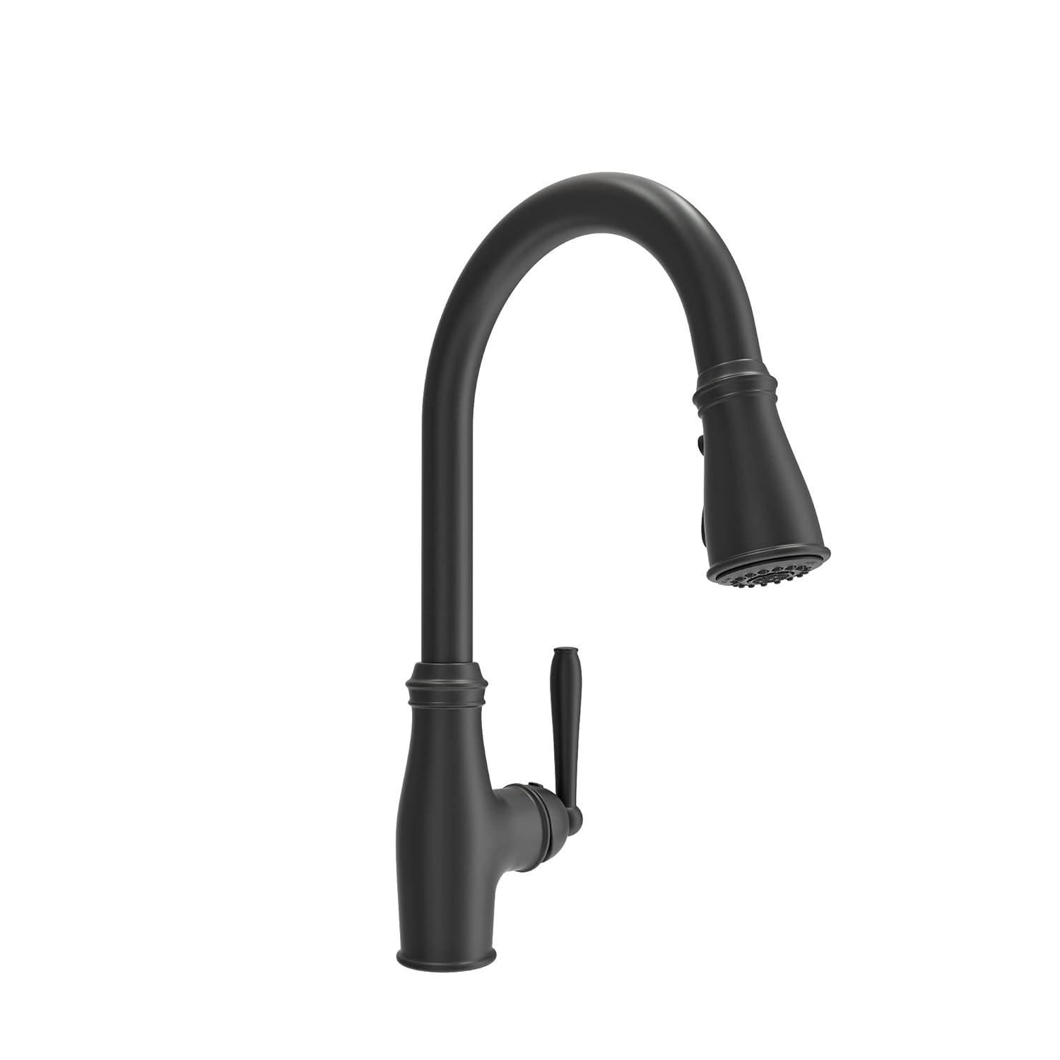 BOCCHI Belsena Matte Black Single Handle Deck-mount Pull-down Kitchen Faucet with Sprayer