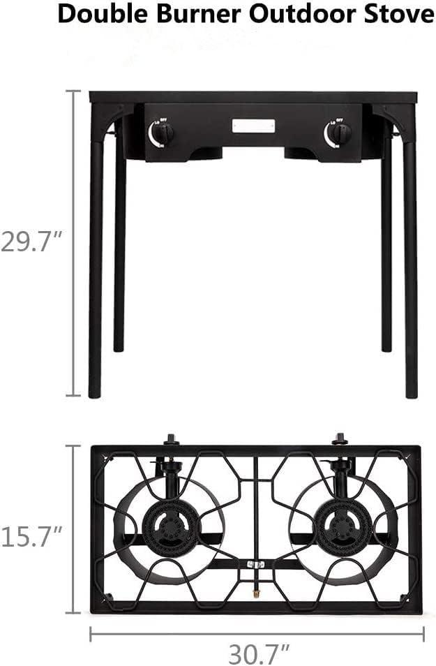 Outdoor Camp Stove High Pressure Propane Gas Cooker Portable Cast Iron Patio Cooking Burner (Three Burner 225000-BTU)