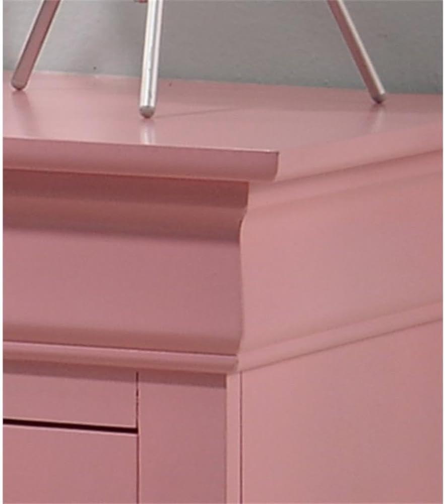 Glory Furniture Louis Phillipe 2 Drawer Nightstand in Pink