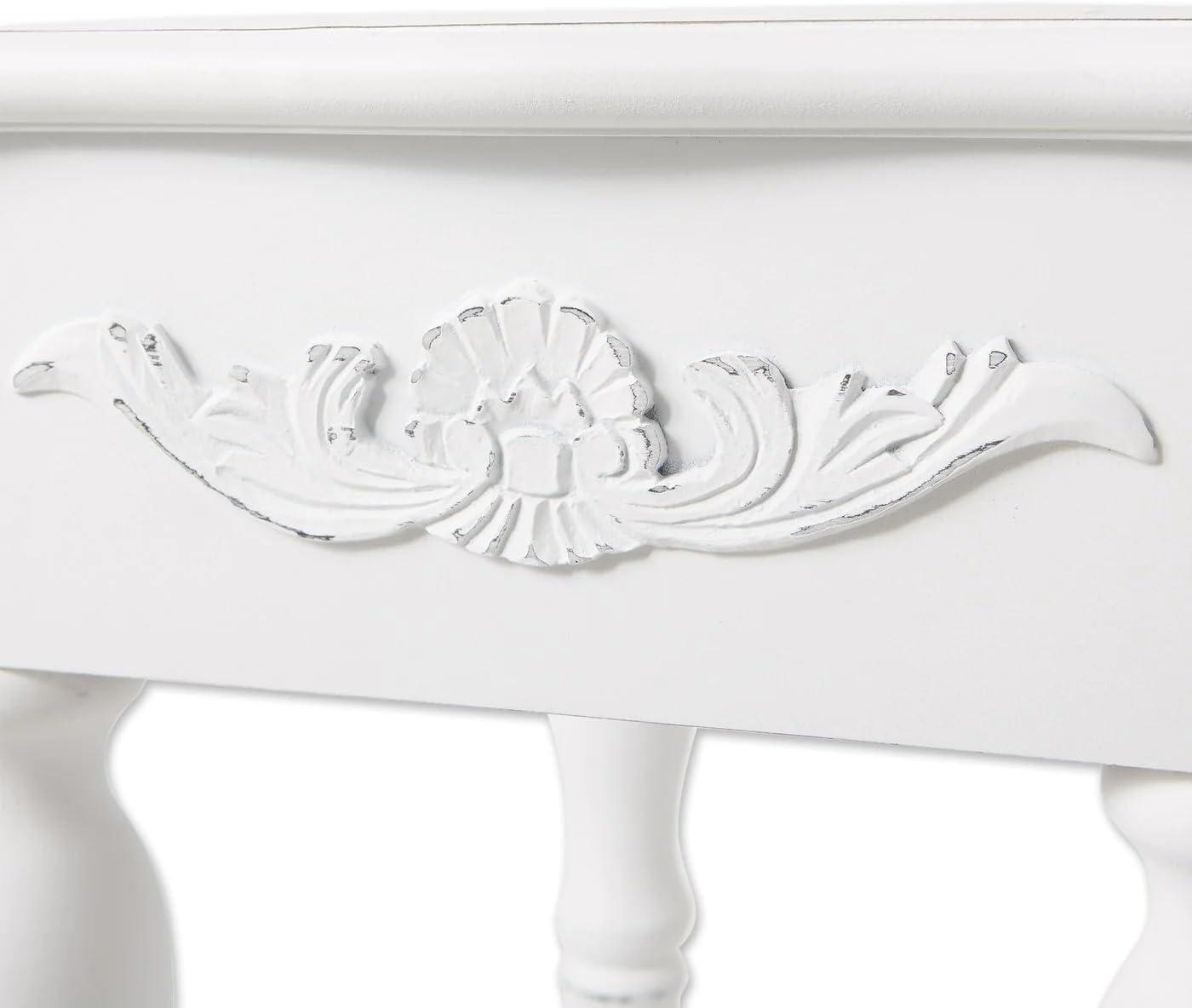 CintBllTer 34353 Carved White Side Table, Multicolor