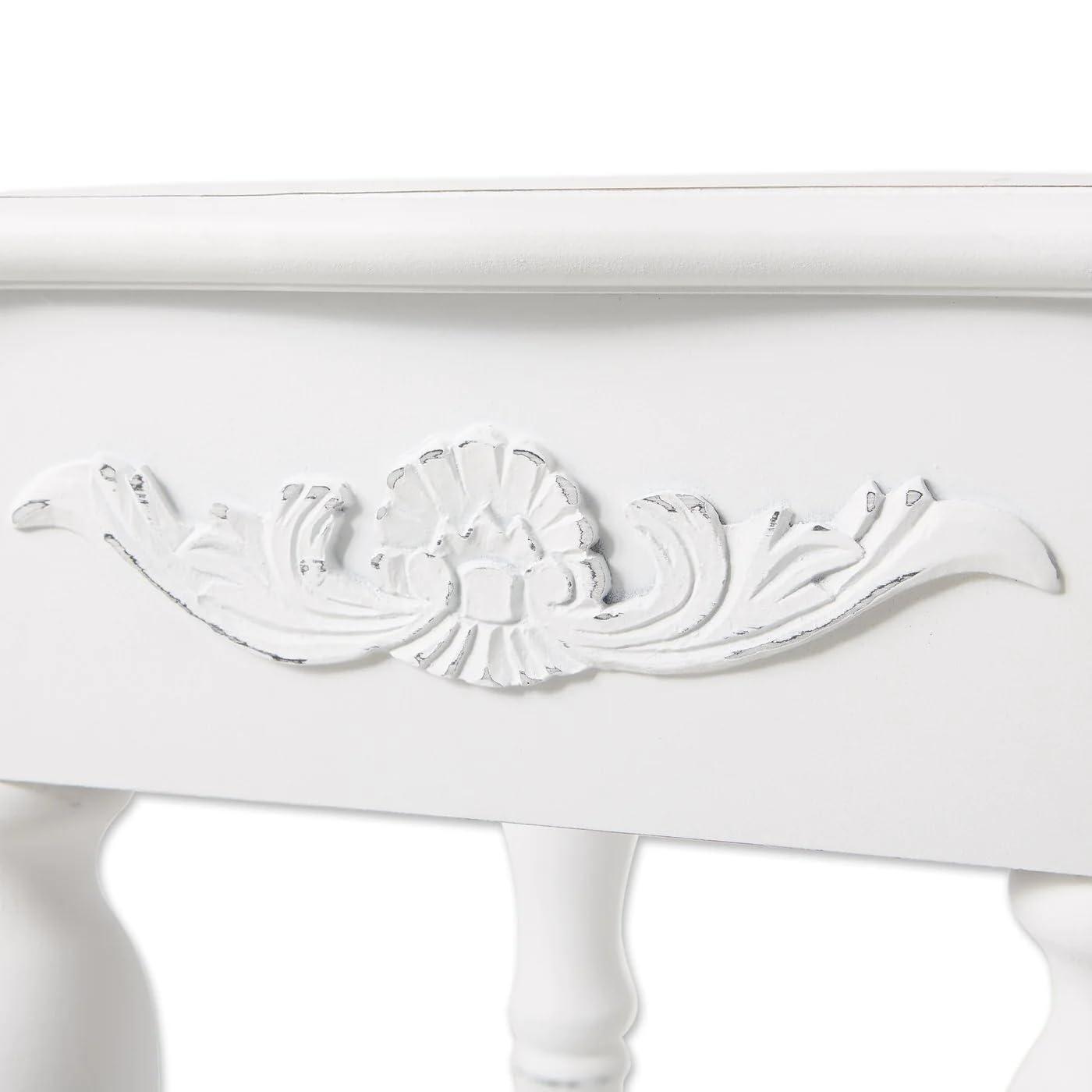 CintBllTer 34353 Carved White Side Table, Multicolor