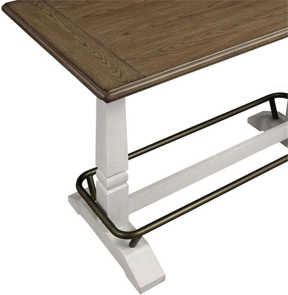 Pendleton Ivory and Brown Wood Counter Height Gathering Table