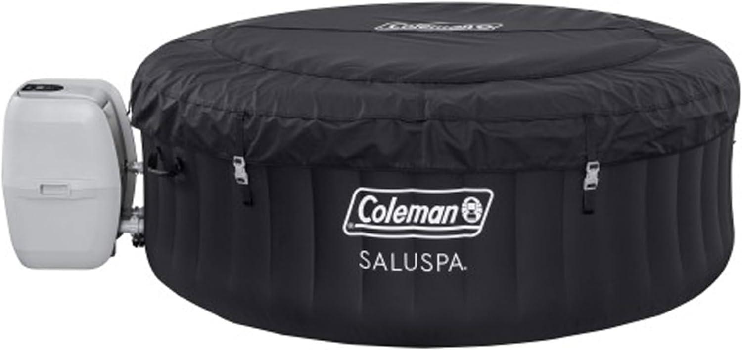 Coleman SaluSpa Miami AirJet 2 to 4 Person Round Inflatable Hot Tub Portable Outdoor Spa with 60 Soothing AirJets and Insulated Cover, Black