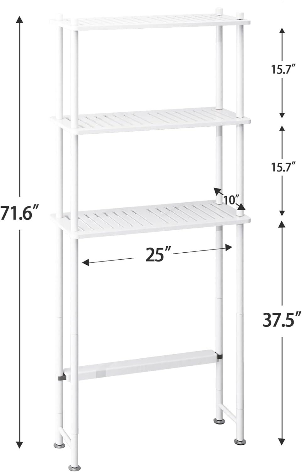 White Adjustable Bamboo Over-the-Toilet Storage Shelf