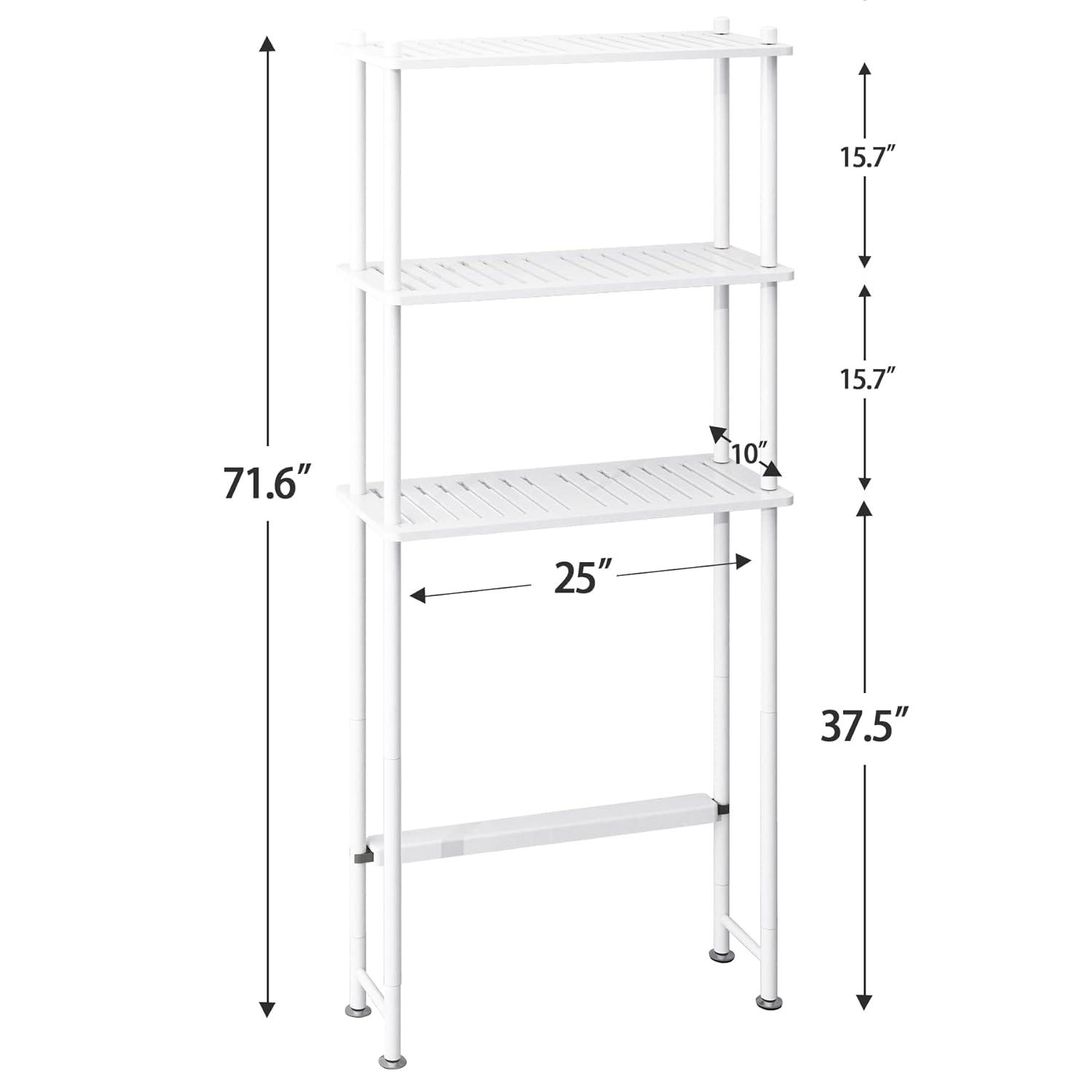 AmazerBath Bamboo Over The Toilet Storage Shelf, Over Toilet Bathroom Organizer Rack, 3-Tier Bathroom Shelves Over Toilet, Space Saver, White