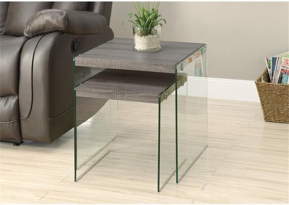 Monarch Specialties Nesting Table, Set Of 2, Side, End, Accent, Living Room, Bedroom, Brown Laminate