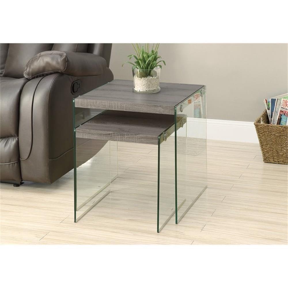Monarch Specialties Nesting Table, Set Of 2, Side, End, Accent, Living Room, Bedroom, Brown Laminate
