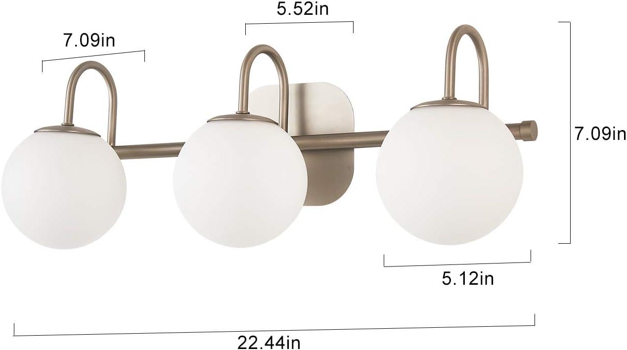 Brushed Nickel 3-Light Vanity Fixture with Milk White Glass Shades