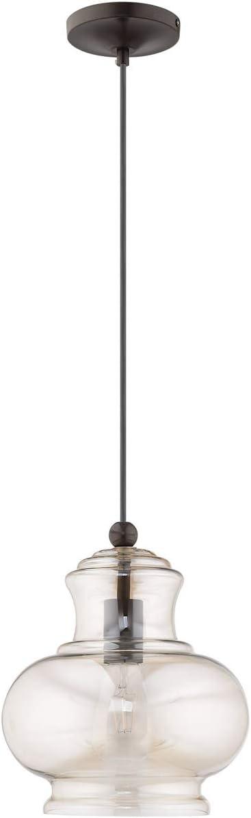 Livex Lighting Art Glass 1 - Light Pendant in  English Bronze