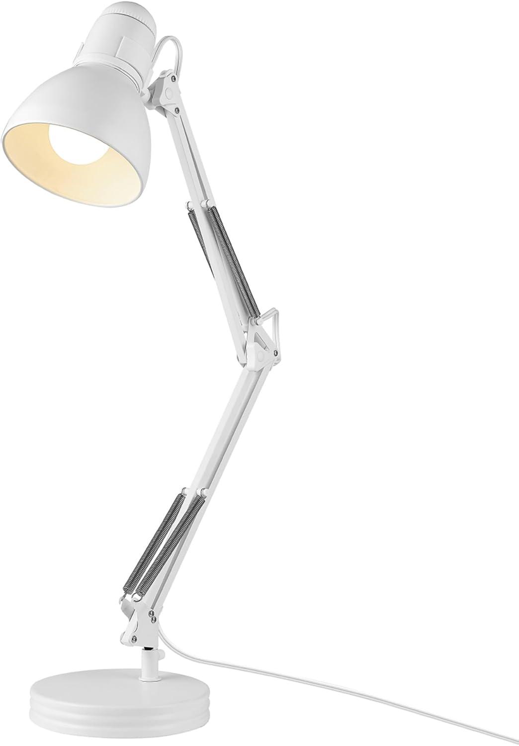 28" Architect Swing Arm Kids' Desk Lamp Matte White - Globe Electric: UL Listed, Metal Shade, 60W Max