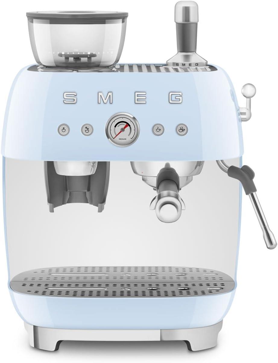 SMEG Pastel Blue Semi-Automatic Espresso Machine with Milk Frother