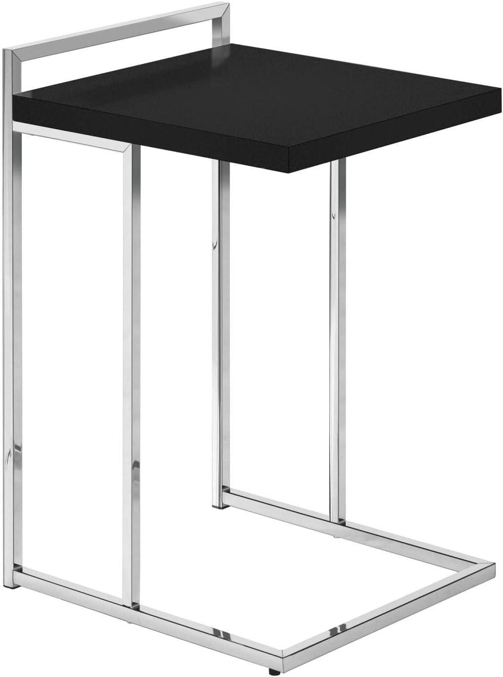 Contemporary Black Chrome C-Shaped Side Table with Generous Surface