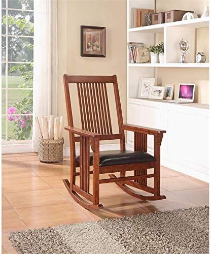 Traditional Style Wooden Rocking Chair with Slat Back Brown - Saltoro Sherpi