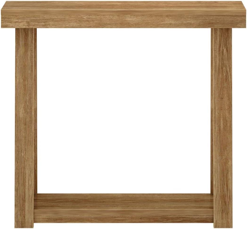 Plank+Beam 36” Solid Wood Console Table with Storage, Classic Farmhouse Style Sofa Table with Shelf, Narrow Entryway Table for Hallway, Pecan