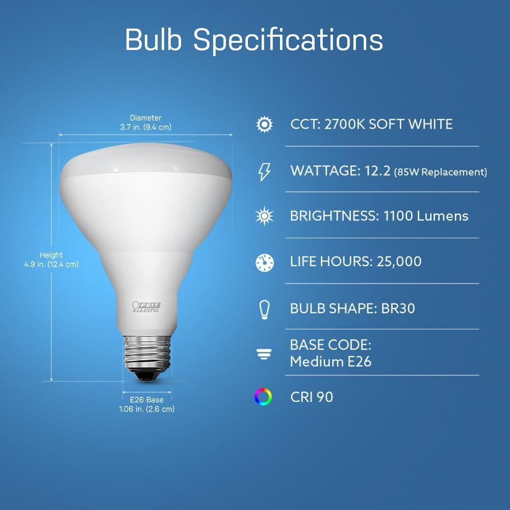 Feit Electric Enhance BR30 E26 (Medium) LED Bulb Soft White 85 Watt Equivalence 2 pk