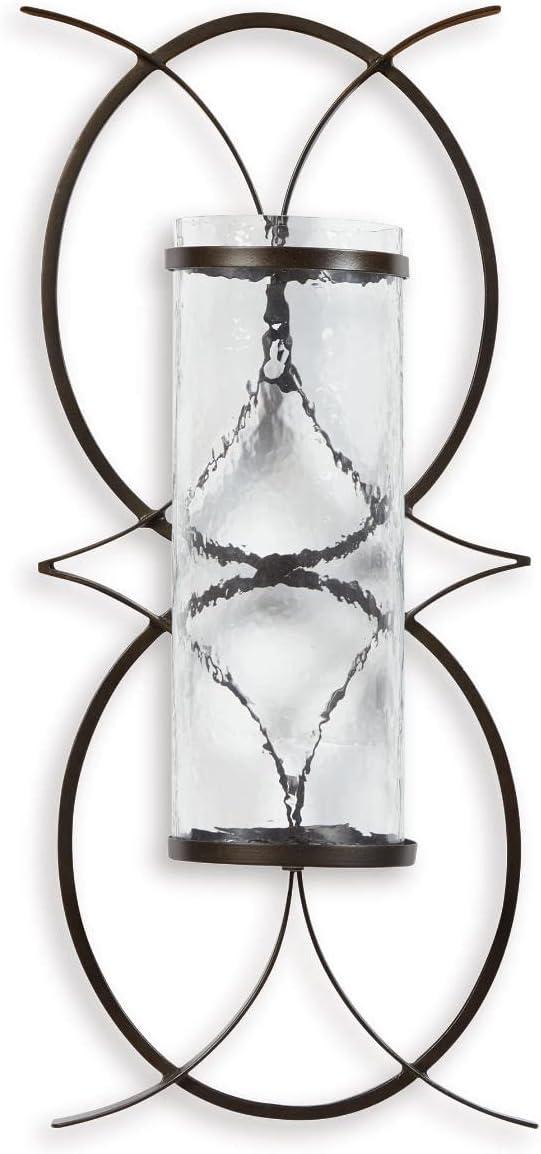 Signature Design by Ashley Bryndis Contemporary 22.13" High Geometric Design Wall Sconce, Black
