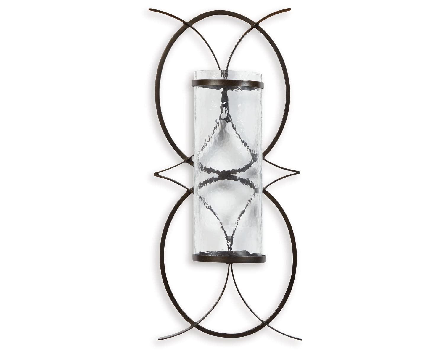 Signature Design by Ashley Bryndis Contemporary 22.13" High Geometric Design Wall Sconce, Black