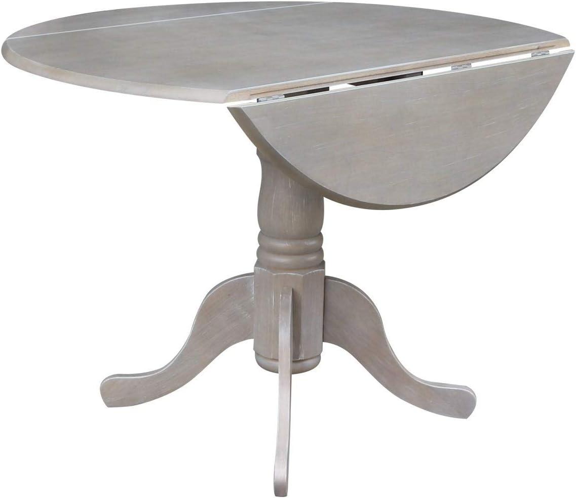 42" Mason Round Dual Drop Leaf Extendable Dining Table - International Concepts: Seats 4, Pedestal Base