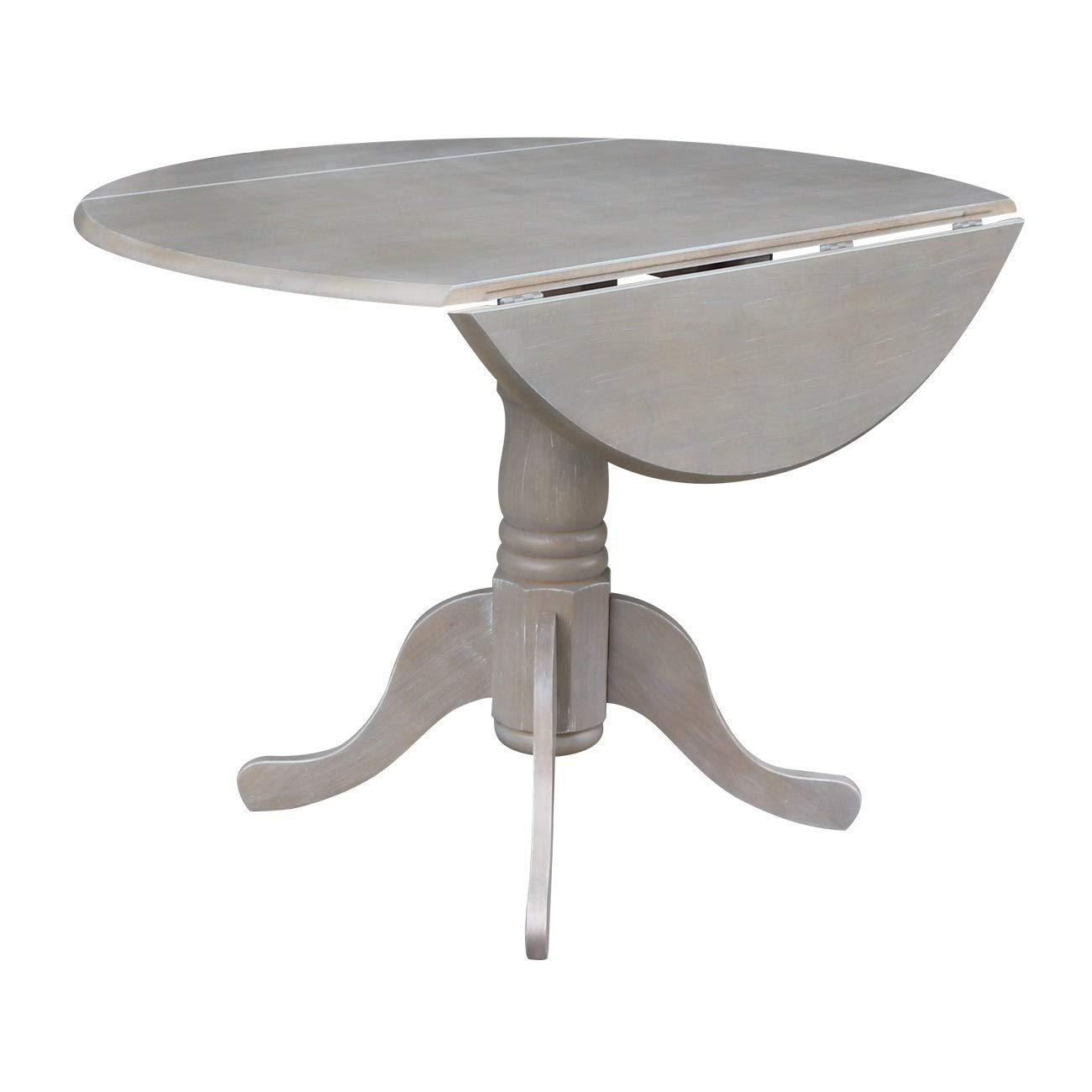 42" Mason Round Dual Drop Leaf Extendable Dining Table - International Concepts: Seats 4, Pedestal Base
