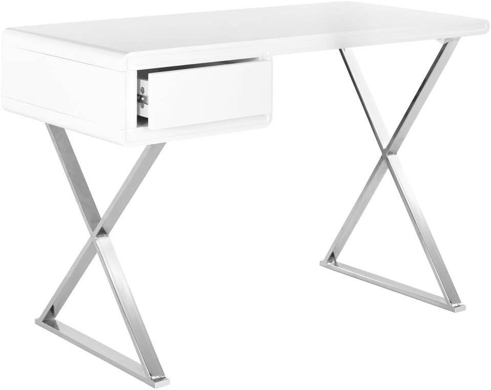 Hanover Desk - White/Chrome - Safavieh