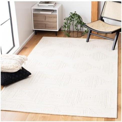 SAFAVIEH Textural Vince Geometric Area Rug, Ivory, 4' x 4' Square