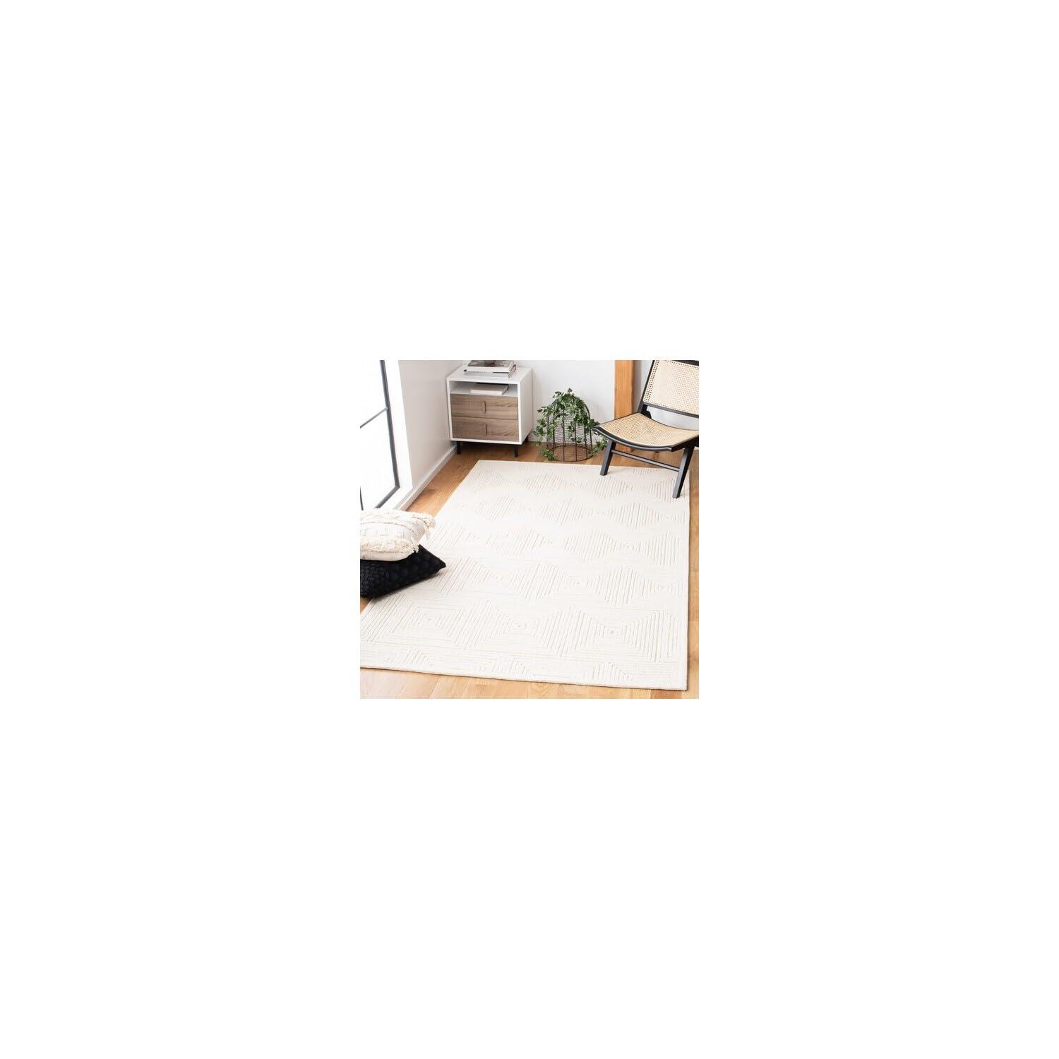 SAFAVIEH Textural Vince Geometric Area Rug, Ivory, 4' x 4' Square