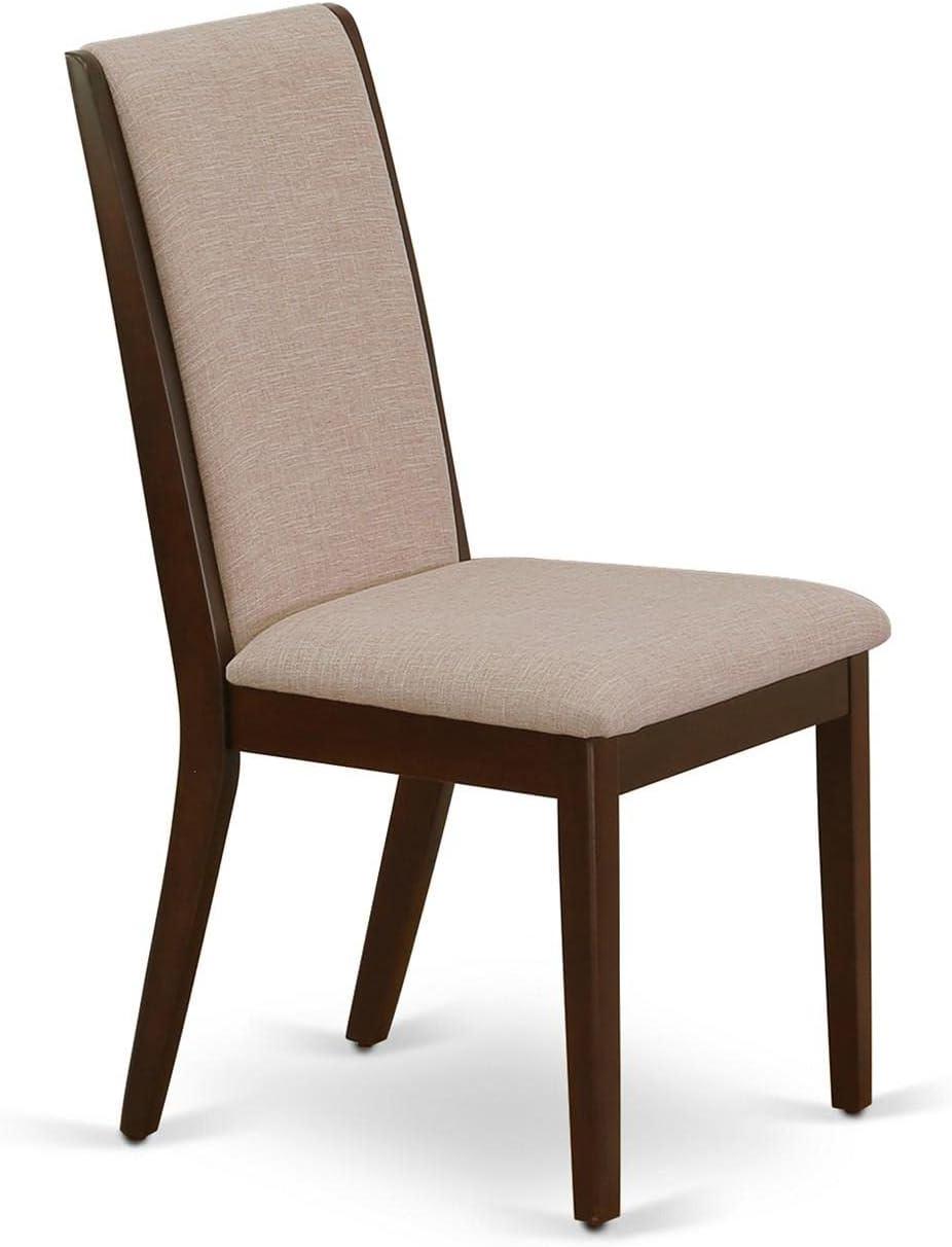 East West Furniture Lancy 39" Fabric Dining Chairs in Mahogany/Brown (Set of 2)