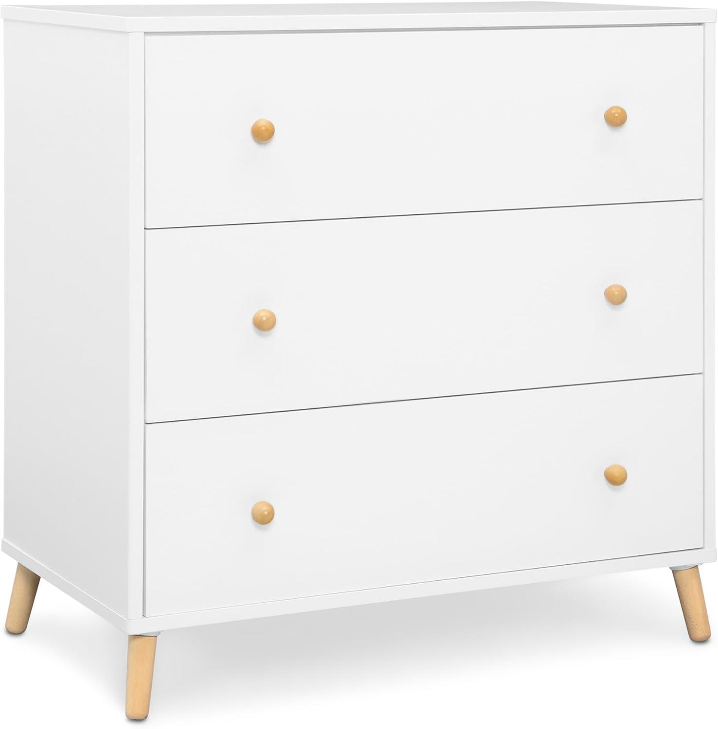 Delta Children Essex 3 Drawer Dresser with Interlocking Drawers - Greenguard Gold Certified, Bianca White/Natural