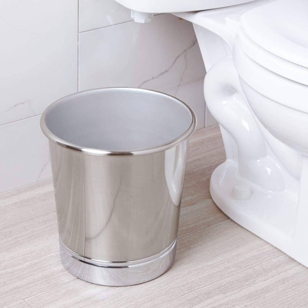 iDESIGN York Metal Wastebasket Trash Can Brushed Nickel/Chrome