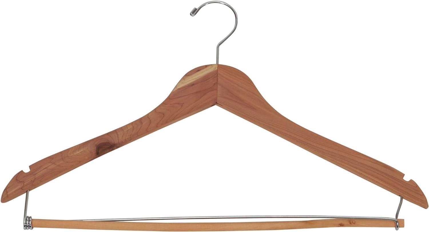 Household Essentials CedarFresh 26340 Red Cedar Wood Clothes Hangers | Locking Trouser Bar and Swivel Hook | Set of 4