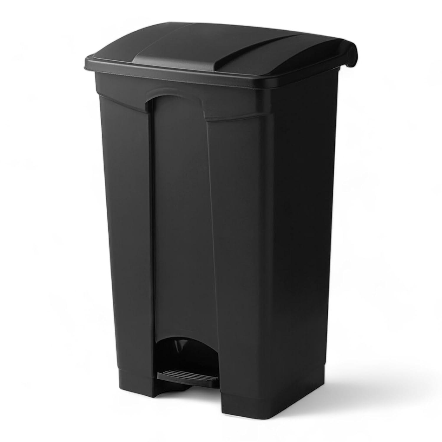 Large Capacity Plastic Step-On Receptacle, 23Gal, Black