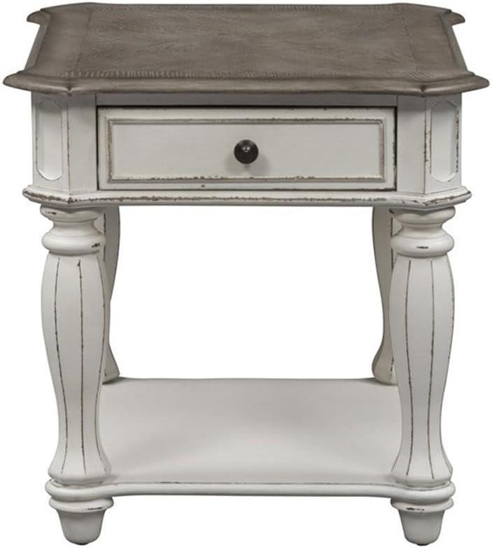 Magnolia Manor 3-Piece Antique White and Brown Coffee Table Set