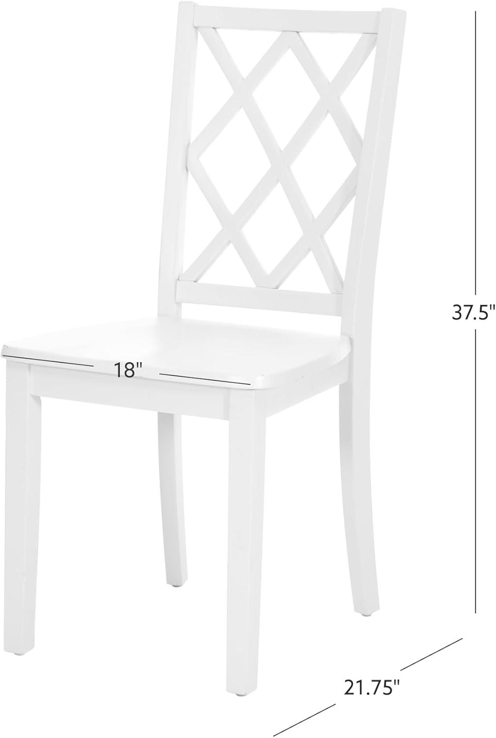 White Wood Cross Back Dining Side Chair