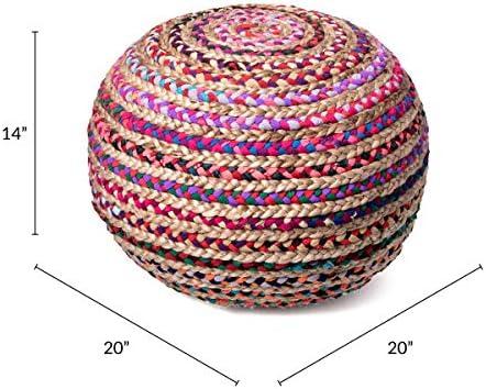 Ling Engineered Wood Round Modern Ottoman Pouf