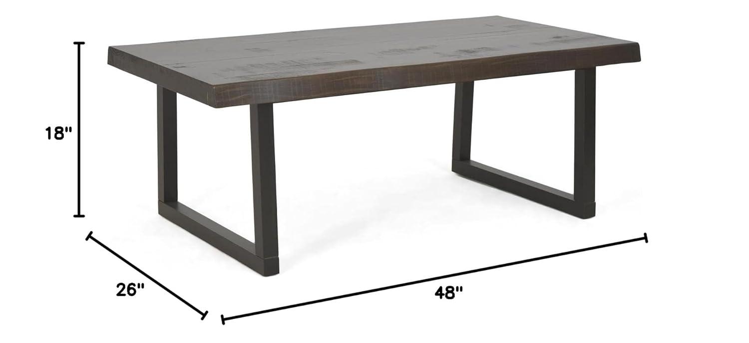 Jennings Live Edge Cocktail Table Cherry/Black - Steve Silver Co.: Pine Veneer, Metal Glides, CSA Certified