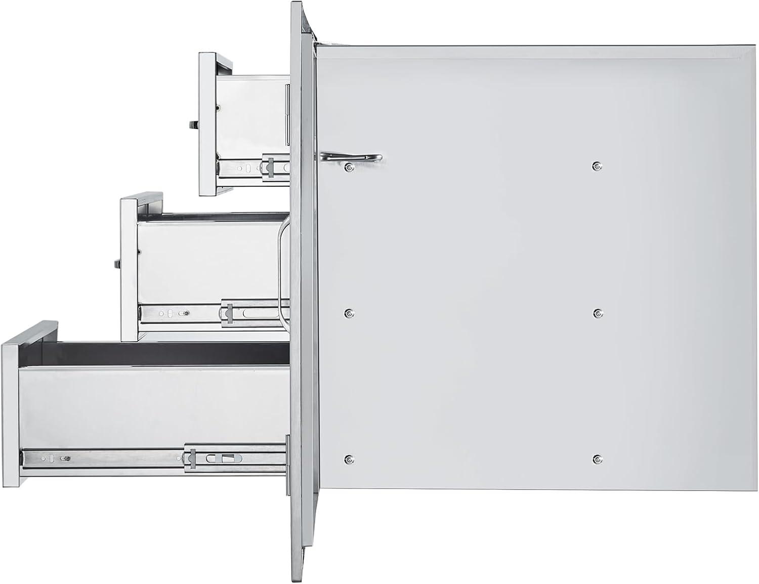 Outdoor Kitchen Drawers Stainless Steel BBQ Access Drawers with Handle 38.1 in. W x 22.6 in. H x 20.8 in. D
