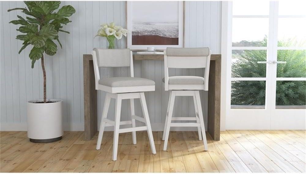 Clarion Wood and Upholstered Bar Height Swivel Stool Sea White - Hillsdale Furniture