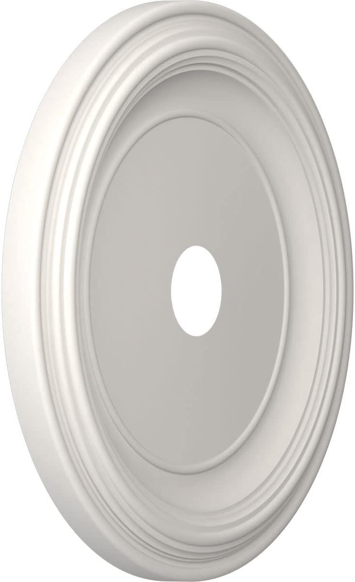 Ekena Millwork 22"OD x 3 1/2"ID x 1 1/2"P Traditional Thermoformed PVC Ceiling Medallion (Fits Canopies up to 13 1/2"), UltraCover Satin Blossom White