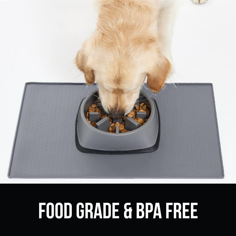 Gorilla Grip Silicone Pet Feeding Mat, 100% Waterproof, Protects Floors, 23x15 Gray