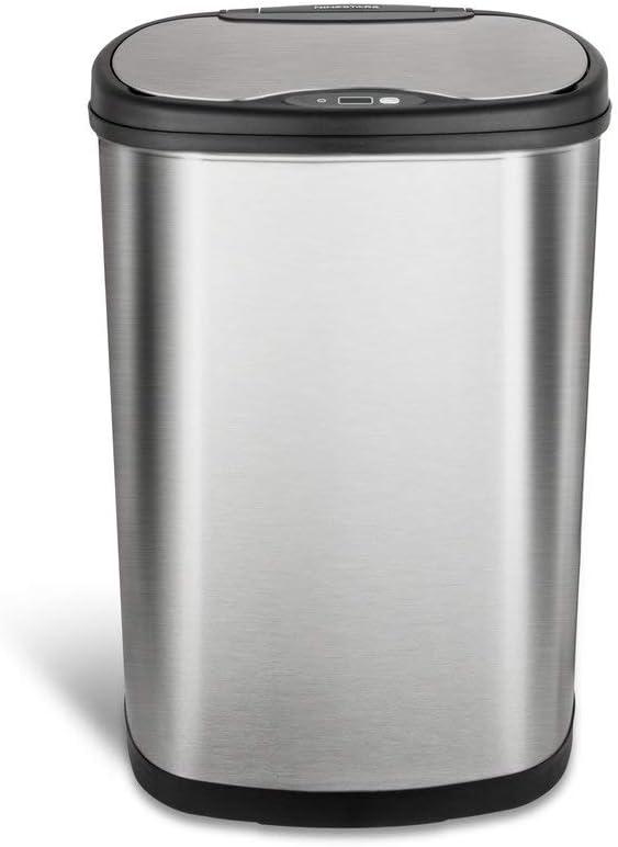 Nine Stars DZT-50-25 Motion Sensor Trash Can, Large, Silver