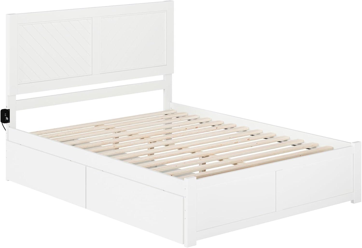 AFI Canyon Wood Queen Size Platform Bed with 2 Storage Drawers in White