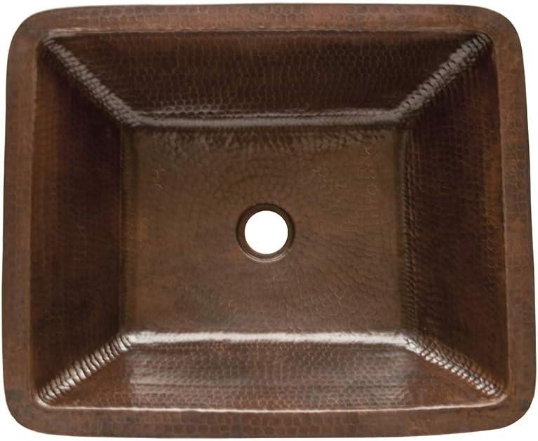 19" Rectangle Under Counter Hammered Copper Bathroom Sink